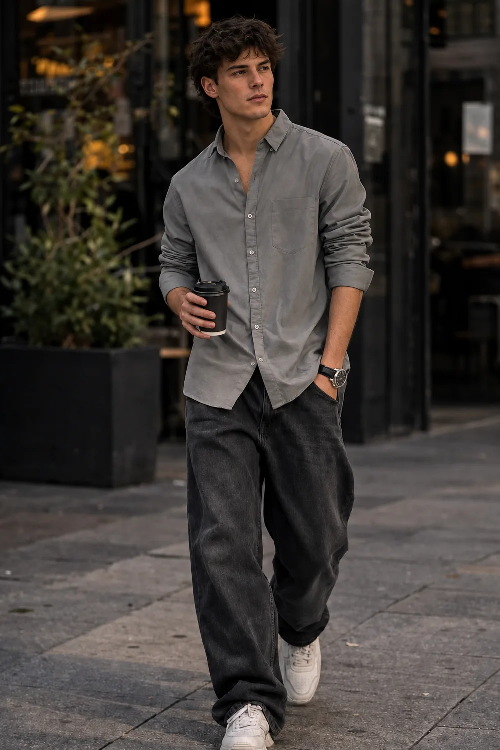 AI-generated street-style dating profile photo